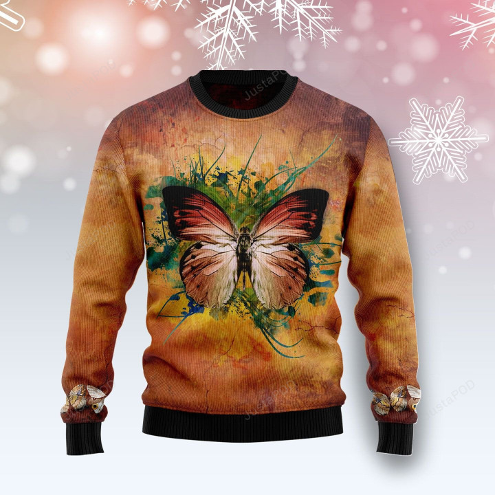 Butterfly Vintage Ugly Christmas Sweater, Butterfly Vintage 3D All Over Printed Sweater