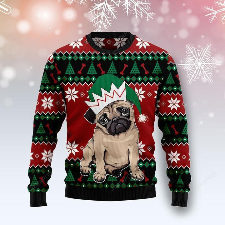 Pug Cute Ugly Christmas Sweater, Pug Cute 3D All Over Printed Sweater