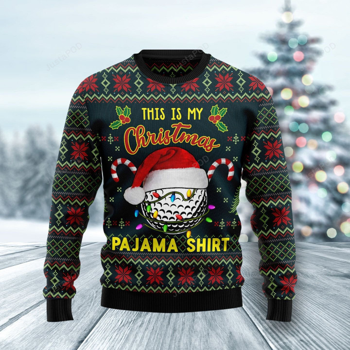 Golf Pajama Ugly Christmas Sweater, Golf Pajama 3D All Over Printed Sweater