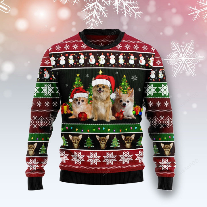 Chihuahua Group Beauty Ugly Christmas Sweater, Chihuahua Group Beauty 3D All Over Printed Sweater