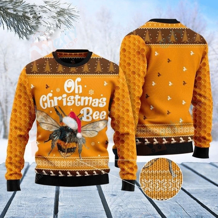 Oh Christmas Bee Ugly Christmas Sweater, Oh Christmas Bee 3D All Over Printed Sweater