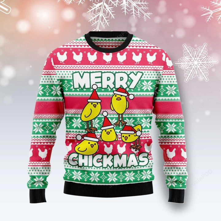 Merry Chickmas Ugly Christmas Sweater, Merry Chickmas 3D All Over Printed Sweater