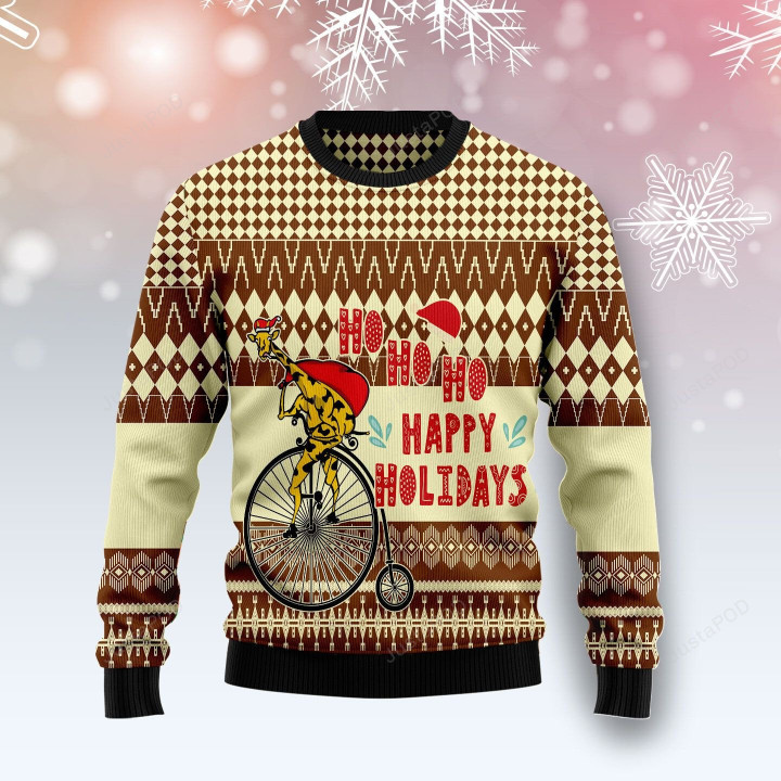 Giraffe Happy Holidays Ugly Christmas Sweater, Giraffe Happy Holidays 3D All Over Printed Sweater