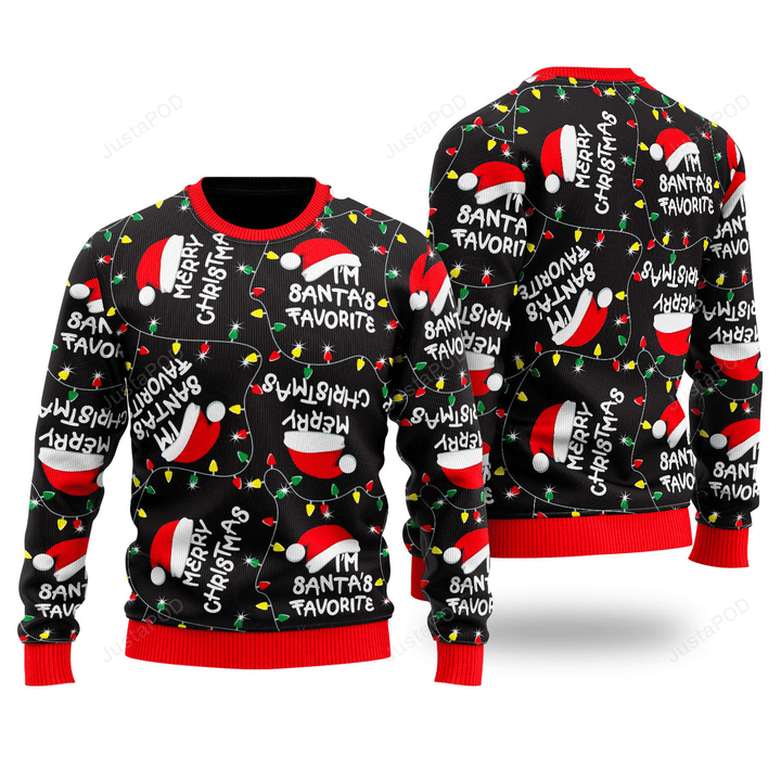 Im Santas Favorite Light Up Pattern Ugly Christmas Sweater, Im Santas Favorite Light Up Pattern 3D All Over Printed Sweater