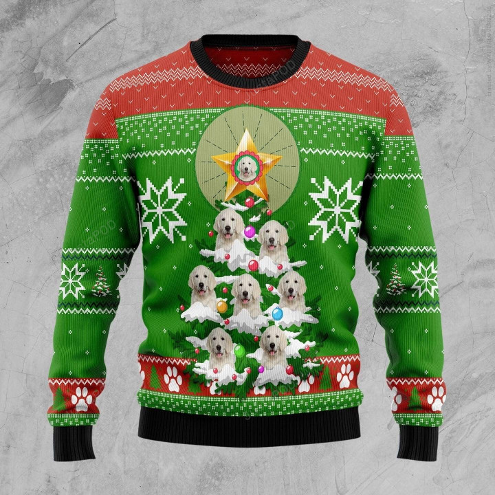 Golden Retriever Pine Ugly Christmas Sweater, Golden Retriever Pine 3D All Over Printed Sweater