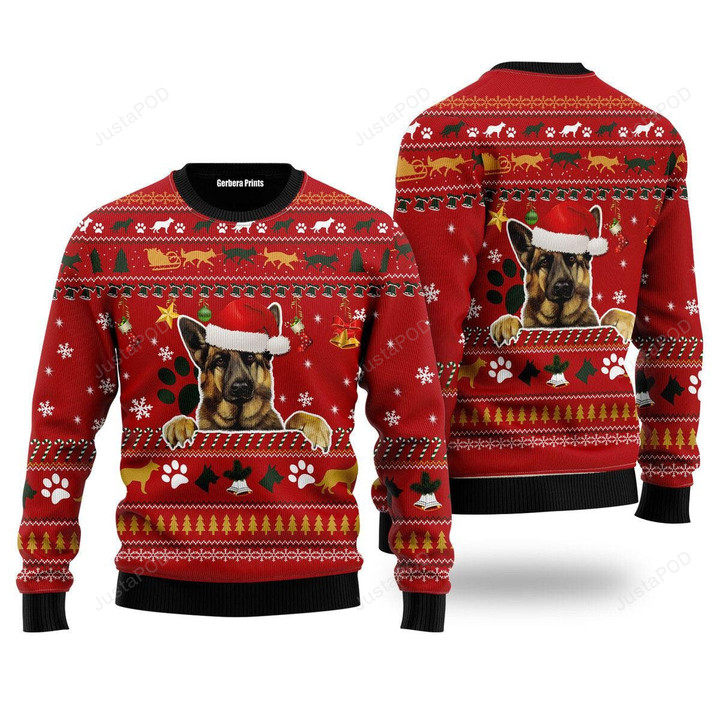 German Shepherd Dog Ugly Christmas Sweater, German Shepherd Dog 3D All Over Printed Sweater