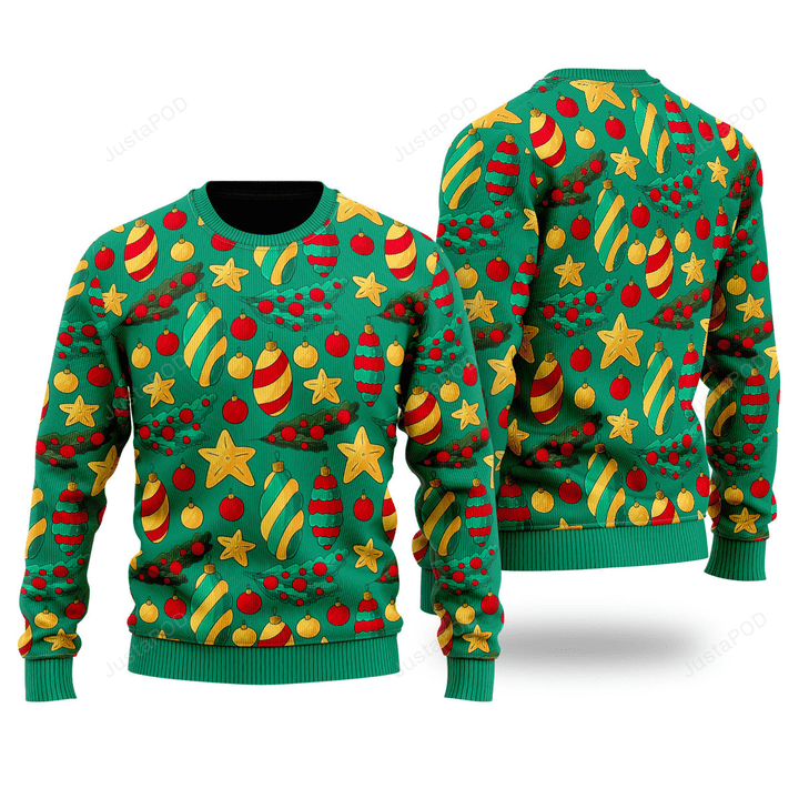 Green Tree With Star In Pattern Ugly Christmas Sweater, Green Tree With Star In Pattern 3D All Over Printed Sweater