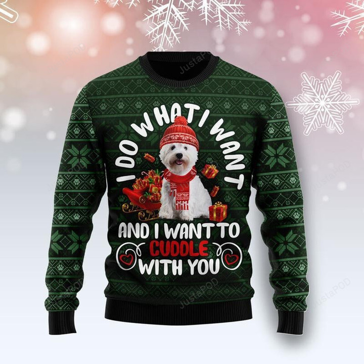 West Highland White Terrier Ugly Christmas Sweater, West Highland White Terrier 3D All Over Printed Sweater