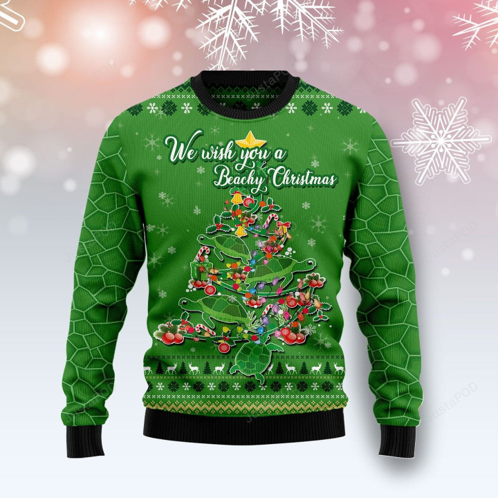Turtle Christmas Tree Ugly Christmas Sweater, Turtle Christmas Tree 3D All Over Printed Sweater