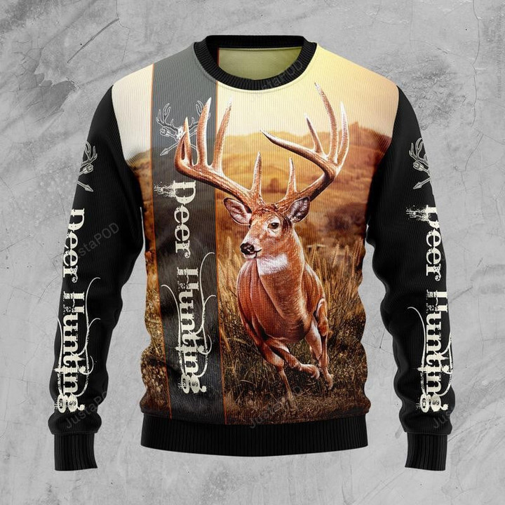 Deer Hunting Ugly Christmas Sweater, Deer Hunting 3D All Over Printed Sweater