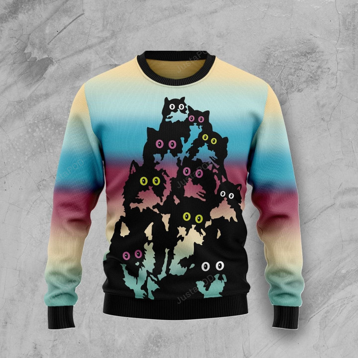 Lovely Black Cat Ugly Christmas Sweater, Lovely Black Cat 3D All Over Printed Sweater