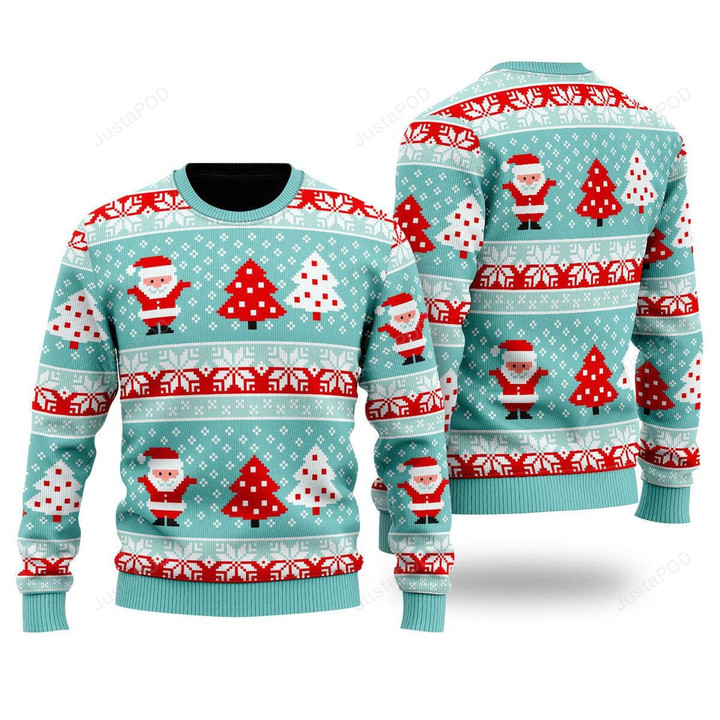 Vintage Santa Light Up Pattern Ugly Christmas Sweater, Vintage Santa Light Up Pattern 3D All Over Printed Sweater