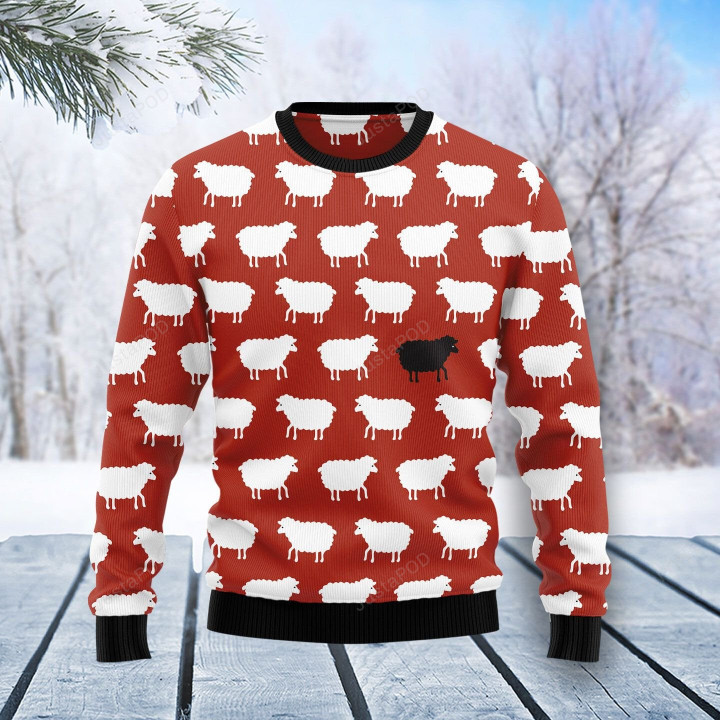 Sheep Black And White Ugly Christmas Sweater, Sheep Black And White 3D All Over Printed Sweater