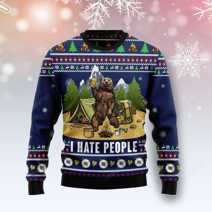 Camping I Hate People Ugly Christmas Sweater, Camping I Hate People 3D All Over Printed Sweater