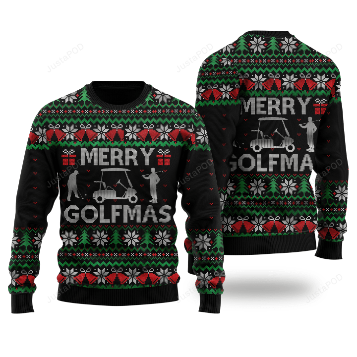 Merry Golfmas Pattern Ugly Christmas Sweater, Merry Golfmas Pattern 3D All Over Printed Sweater