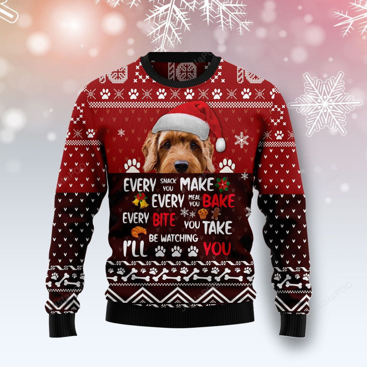 Goldendoodle Will Be Watching You Ugly Christmas Sweater, Goldendoodle Will Be Watching You 3D All Over Printed Sweater