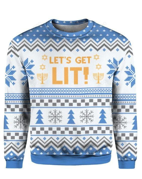 Funny Let't Get Lit Ugly Christmas Sweater, Funny Let't Get Lit 3D All Over Printed Sweater