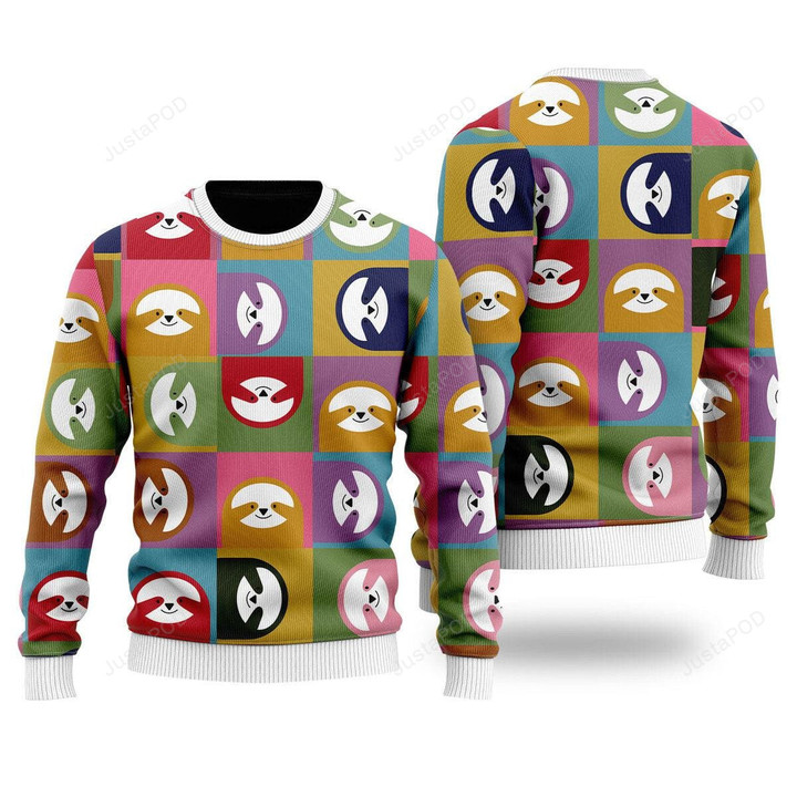Happy Sloth Ugly Christmas Sweater, Happy Sloth 3D All Over Printed Sweater