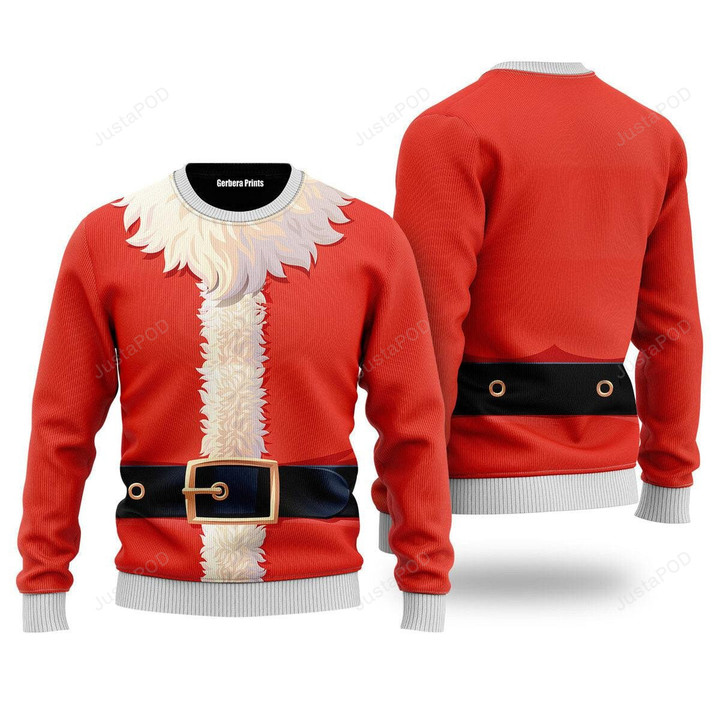 Santa Claus Costume Cosplay Pattern Ugly Christmas Sweater, Santa Claus Costume Cosplay Pattern 3D All Over Printed Sweater