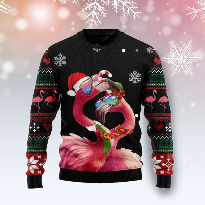 Flamingo Couple Ugly Christmas Sweater, Flamingo Couple 3D All Over Printed Sweater
