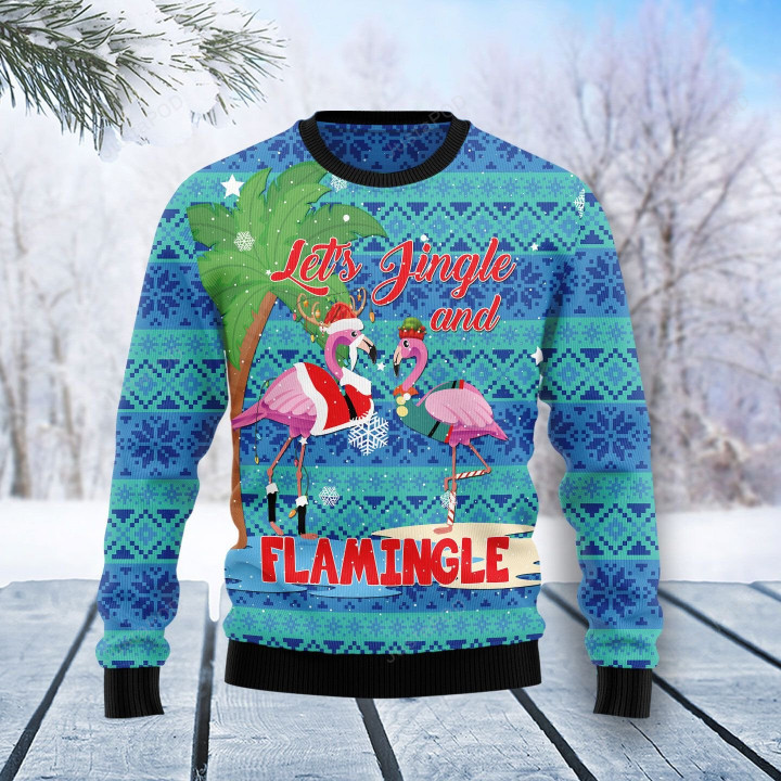 Flamingo Let's Jingle Ugly Christmas Sweater, Flamingo Let's Jingle 3D All Over Printed Sweater