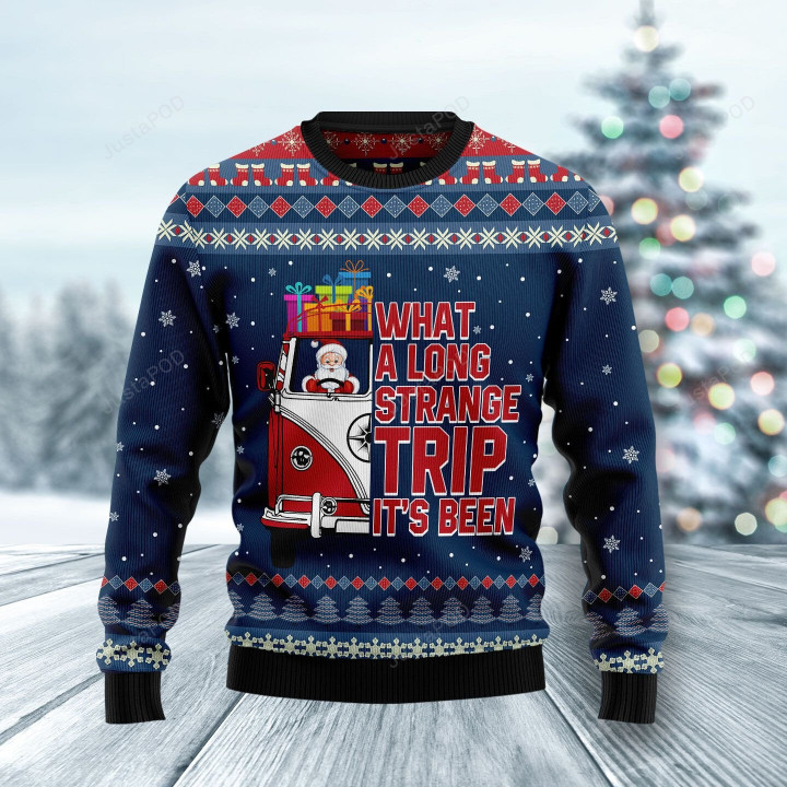 Hippie Bus What A Long Strange Trip Its Been Ugly Christmas Sweater, Hippie Bus What A Long Strange Trip Its Been 3D All Over Printed Sweater