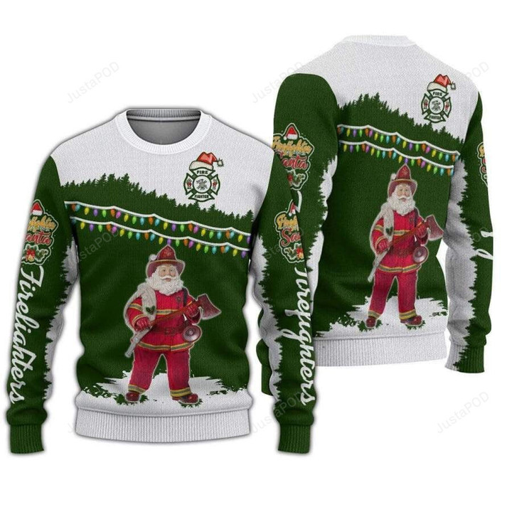 Santa Firefighter Ugly Christmas Sweater, Santa Firefighter 3D All Over Printed Sweater