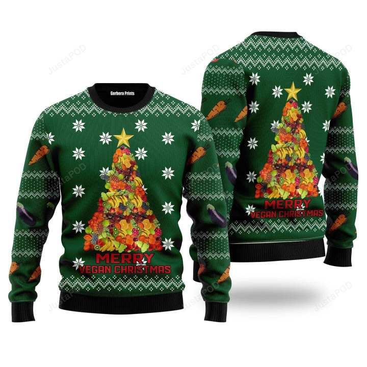 Merry Vegan Christmas Ugly Christmas Sweater, Merry Vegan Christmas 3D All Over Printed Sweater