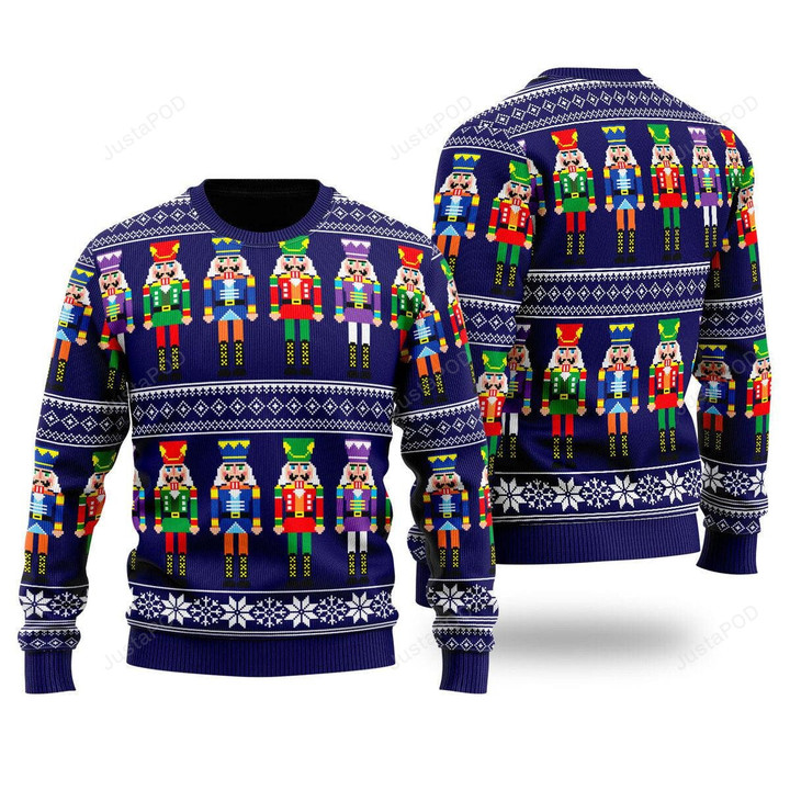 Nutcrackers Christmas Coming Pattern Ugly Christmas Sweater, Nutcrackers Christmas Coming Pattern 3D All Over Printed Sweater