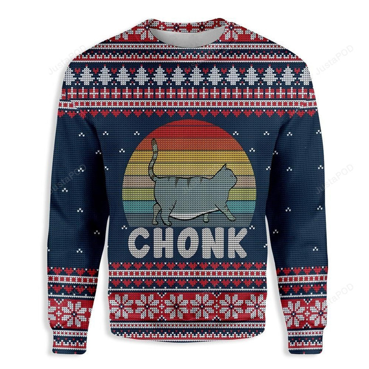 Chonk Cat Ugly Christmas Sweater, Chonk Cat 3D All Over Printed Sweater