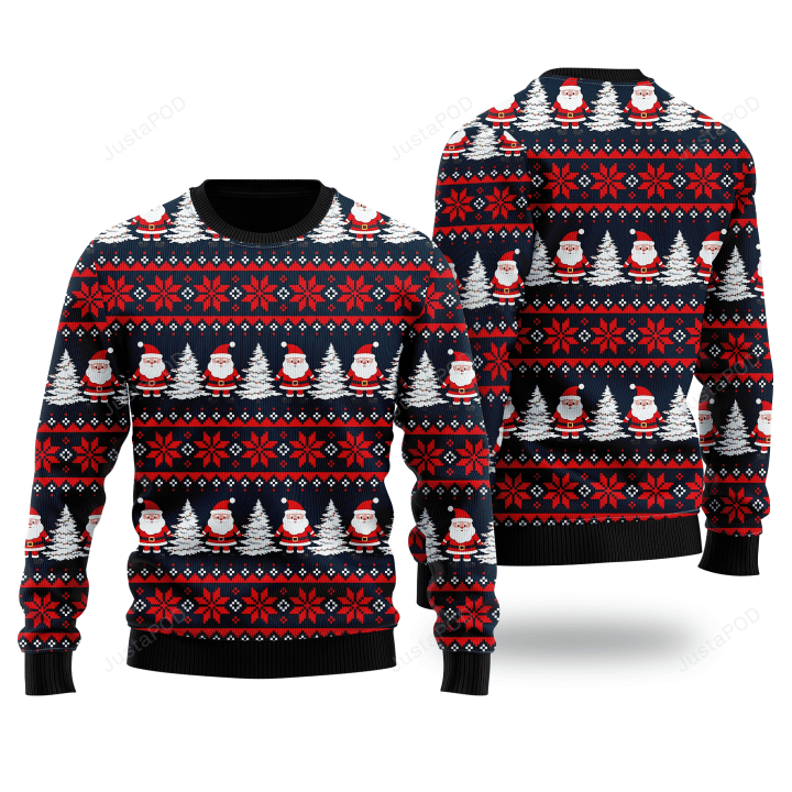 Funny Santa Snow Tree Ugly Christmas Sweater, Funny Santa Snow Tree 3D All Over Printed Sweater