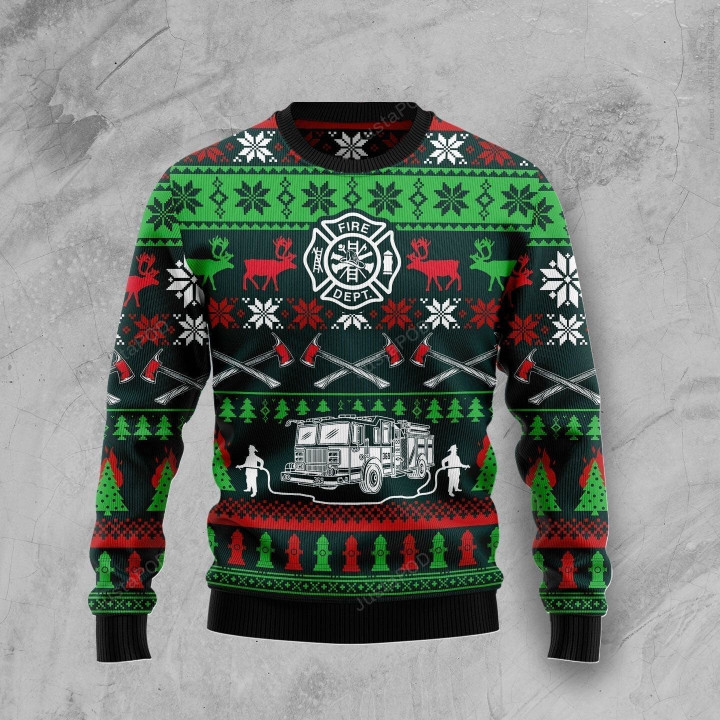 Awesome Firefighter Ugly Christmas Sweater, Awesome Firefighter 3D All Over Printed Sweater