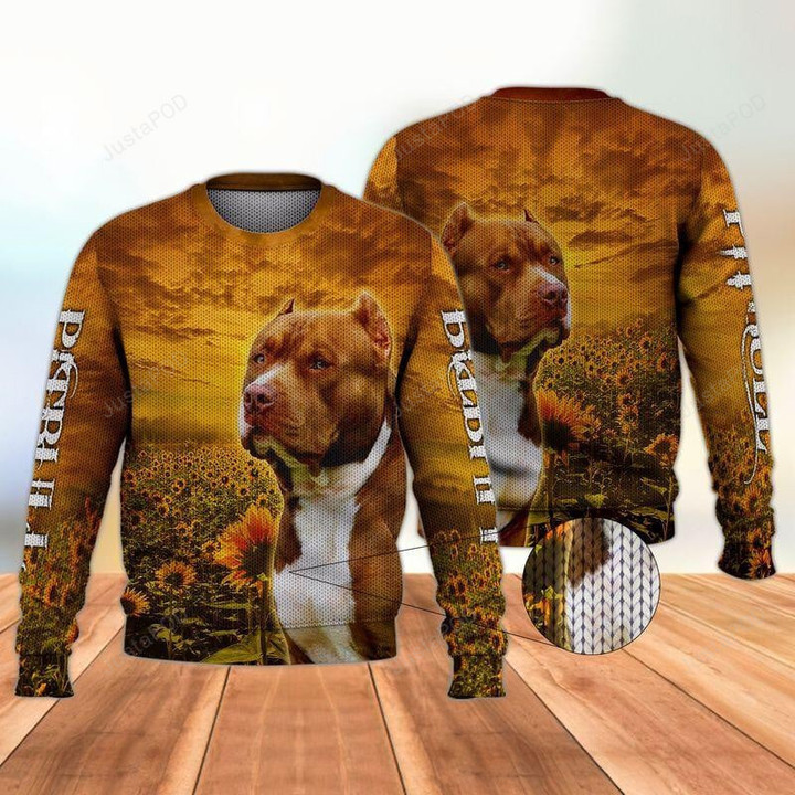 Pitbull Ugly Christmas Sweater, Pitbull 3D All Over Printed Sweater