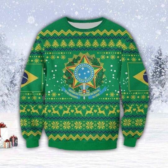 Brazil Ugly Christmas Sweater, Brazil 3D All Over Printed Sweater