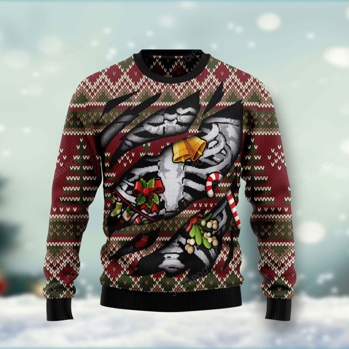 Skeleton Ugly Christmas Sweater, Skeleton 3D All Over Printed Sweater