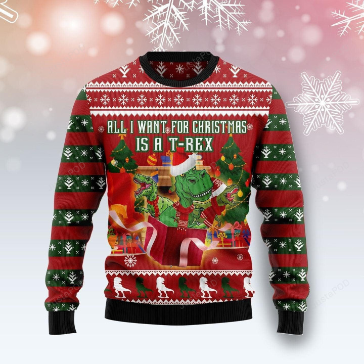 T Rex Christmas Gift Ugly Christmas Sweater, T Rex Christmas 3D All Over Printed Sweater