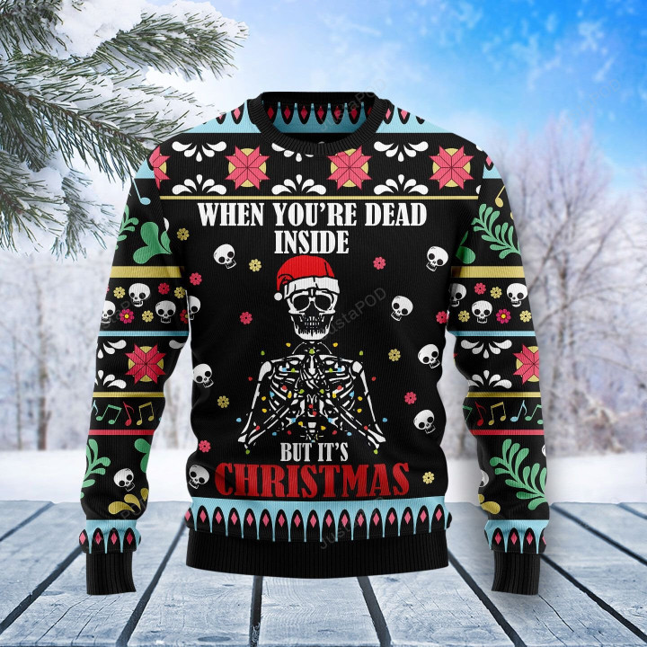 Skull Christmas Inside Ugly Christmas Sweater, Skull Christmas Inside 3D All Over Printed Sweater