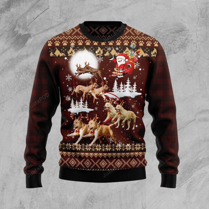 American Pit Bull Terrier Reindeers Car Ugly Christmas Sweater, American Pit Bull Terrier Reindeers Car 3D All Over Printed Sweater