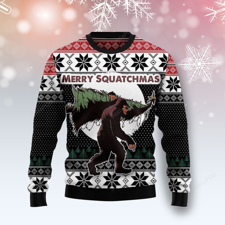 Bigfoot Squatchmas Ugly Christmas Sweater, Bigfoot Squatchmas 3D All Over Printed Sweater