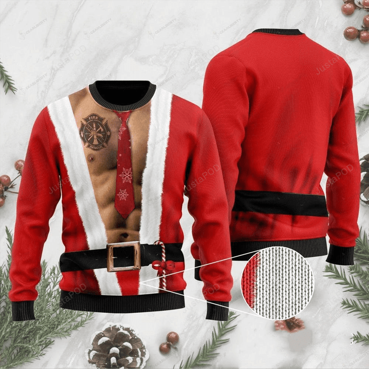 Santa Half Naked Ugly Christmas Sweater, Santa Half Naked 3D All Over Printed Sweater