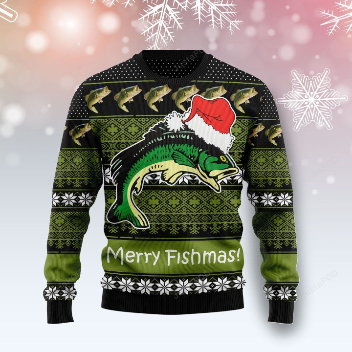 Fishing Merry Fishmas Ugly Christmas Sweater, Fishing Merry Fishmas 3D All Over Printed Sweater