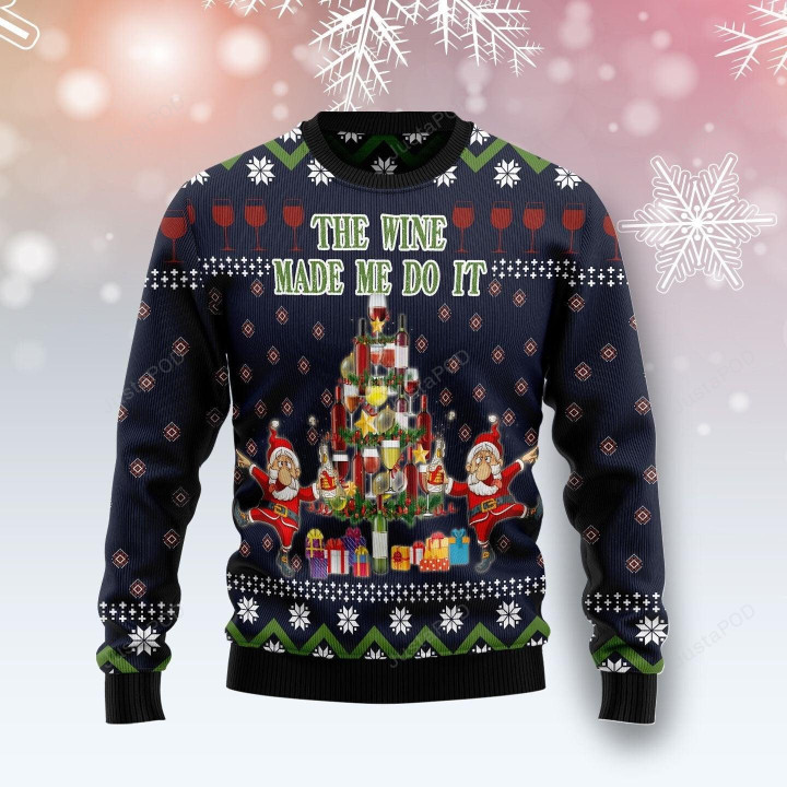The Wine Make Me Do It Ugly Christmas Sweater, The Wine Make Me Do It 3D All Over Printed Sweater