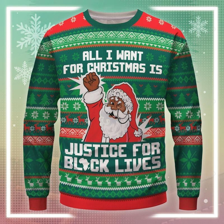 Black Santa Ugly Christmas Sweater, Black Santa 3D All Over Printed Sweater