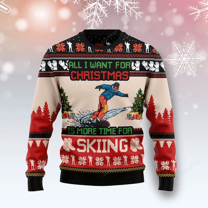 Skiing Ugly Christmas Sweater, Skiing 3D All Over Printed Sweater