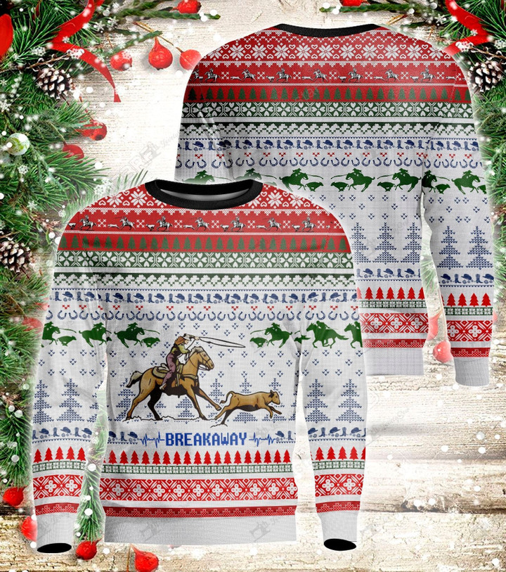 Horse Breakaway Ugly Christmas Sweater, Horse Breakaway 3D All Over Printed Sweater