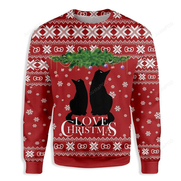 Cat Love Christmas Ugly Christmas Sweater, Cat Love Christmas 3D All Over Printed Sweater