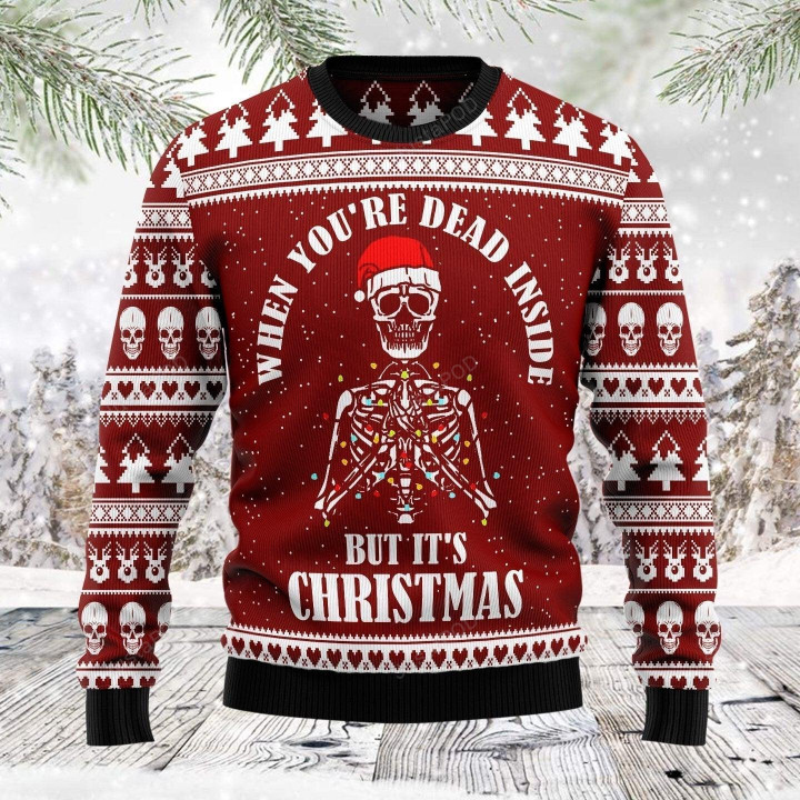 Christmas Skull Ugly Christmas Sweater, Christmas Skull 3D All Over Printed Sweater