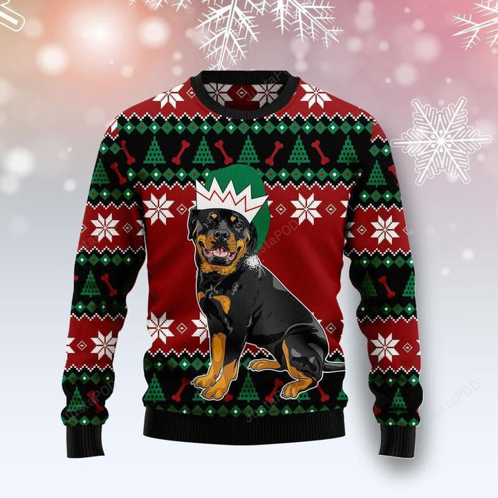 Rottweiler Cute Ugly Christmas Sweater, Rottweiler Cute 3D All Over Printed Sweater
