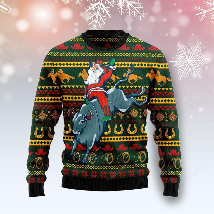 Amazing Cowboy Santa Claus Ugly Christmas Sweater, Amazing Cowboy Santa Claus 3D All Over Printed Sweater