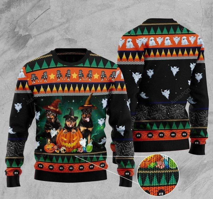 Halloween Rottweiler Ugly Christmas Sweater, Halloween Rottweiler 3D All Over Printed Sweater